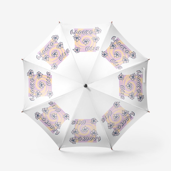 Зонт «Принт STAY GROOVY с цветами в стиле 1970-х годов»