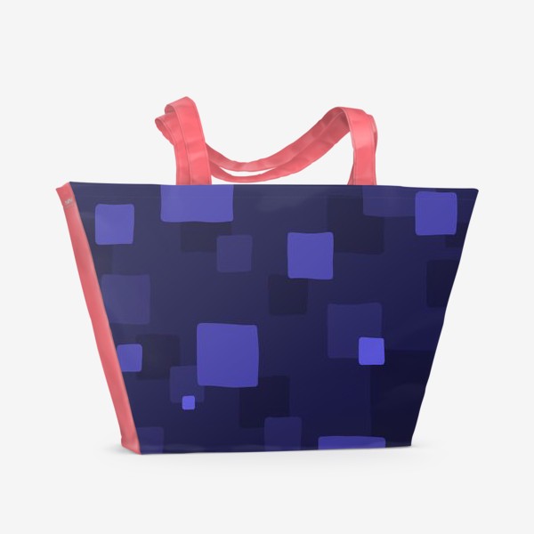 Пляжная сумка «Геометрическая абстракция. Квадраты. Синий»