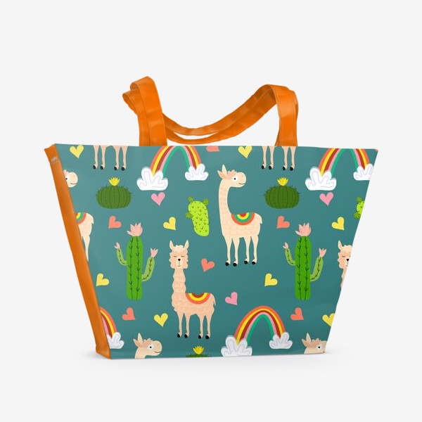 Пляжная сумка «Ламы и кактусы»