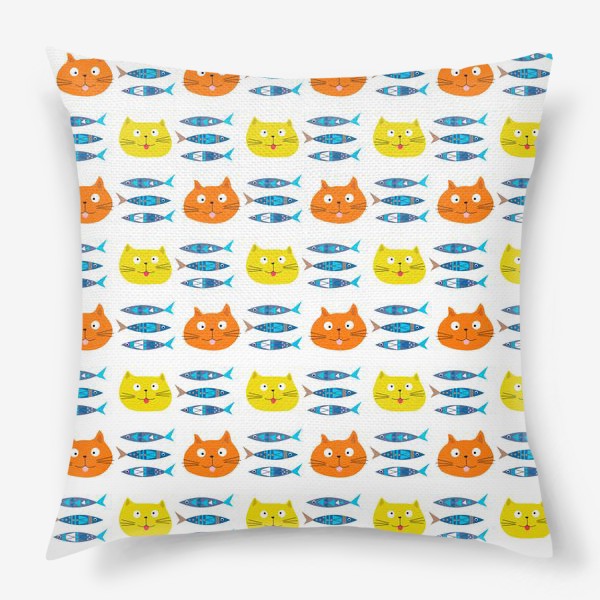 Подушка «Котики и рыбы»