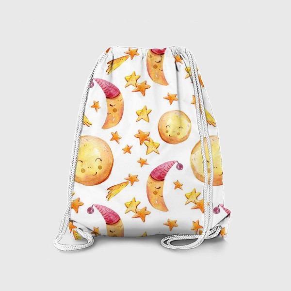 Рюкзак «Милый паттерн для детской одежды. Луна и месяц. Акварельная милая иллюстрация»
