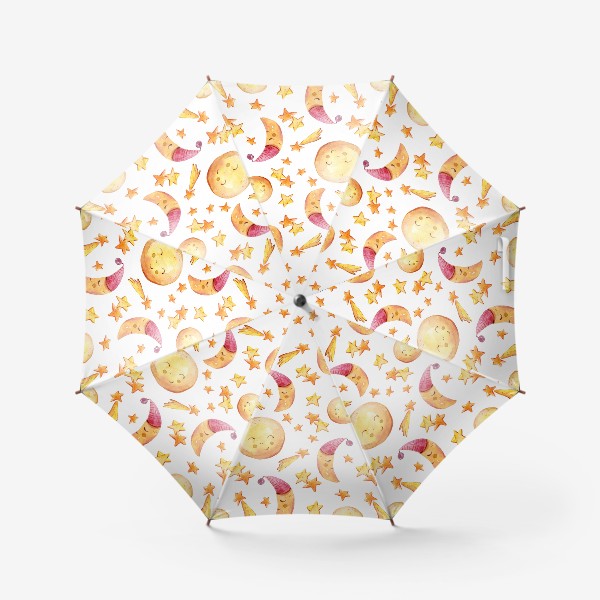 Зонт «Милый паттерн для детской одежды. Луна и месяц. Акварельная милая иллюстрация»