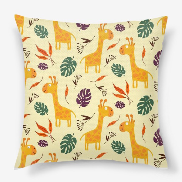 Подушка «Жирафы и листья»
