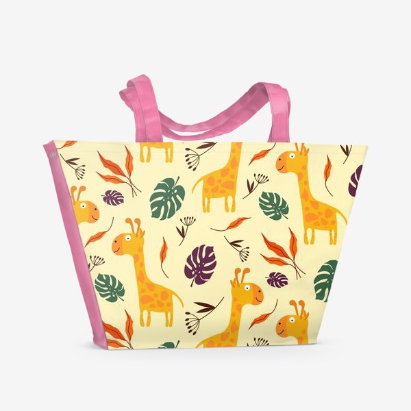 Пляжная сумка «Жирафы и листья»