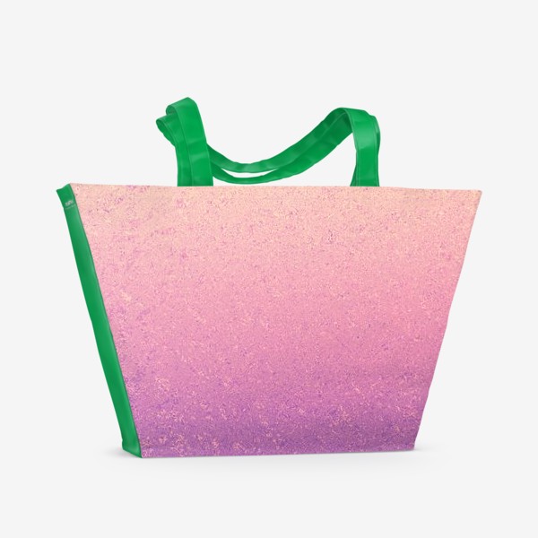 Пляжная сумка «Сиренево-розово-желтый градиент с текстурой льда. Эффект деграде»