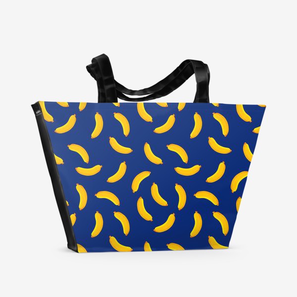 Пляжная сумка «Бананы на синем, паттерн»