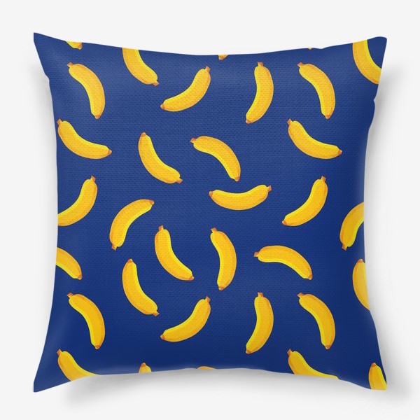 Подушка &laquo;Бананы на синем, паттерн&raquo;