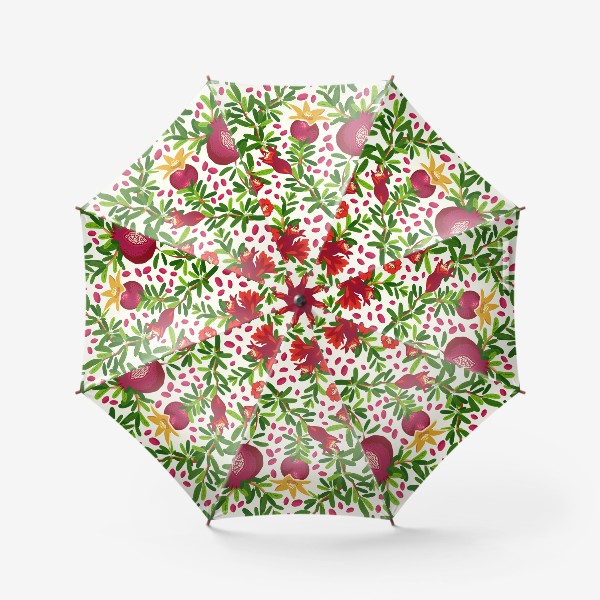 Зонт «Ветки граната с плодами и цветами паттерн»