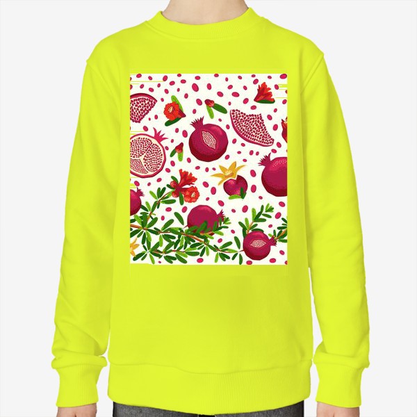 Свитшот «Гранатовая ветка паттерн, горизонтальный бордюр с ягодами и цветами»