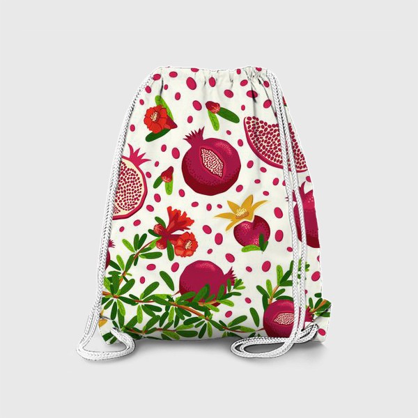 Рюкзак «Гранатовая ветка паттерн, горизонтальный бордюр с ягодами и цветами»