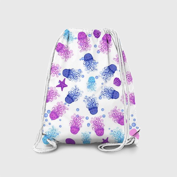 Рюкзак «Синие, голубые, розовые, фиолетовые медузы паттерн»