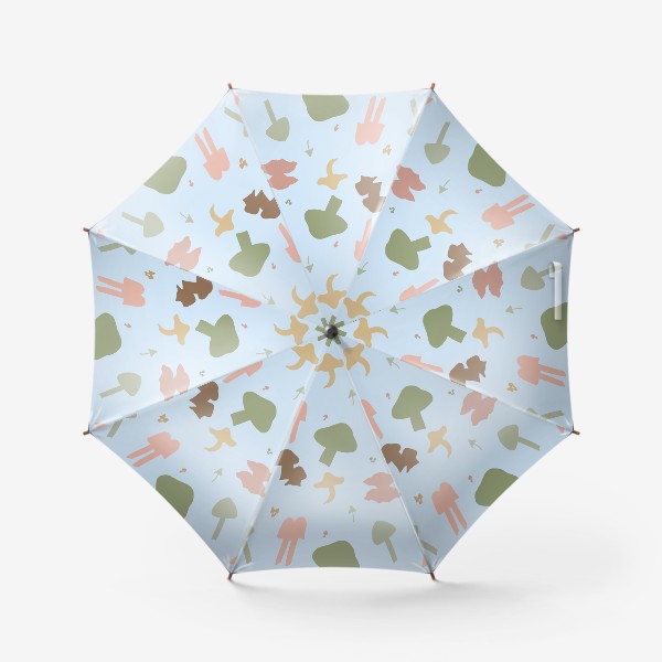 Зонт «Разноцветные  грибы на голубом»