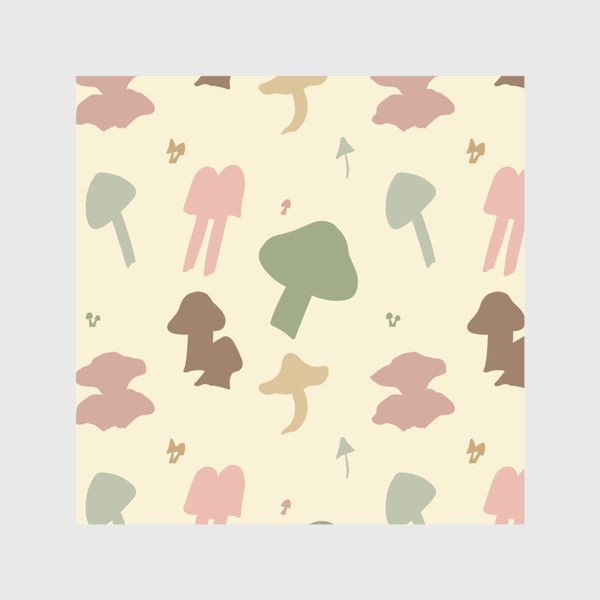 Скатерть «Разноцветные грибы на бежевом »