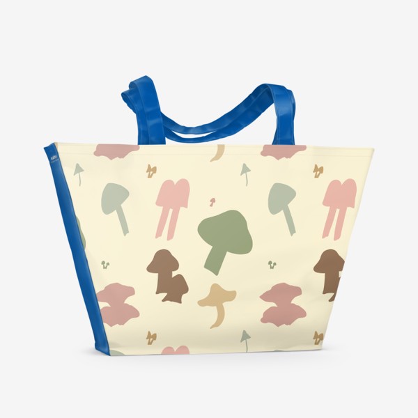 Пляжная сумка «Разноцветные грибы на бежевом »