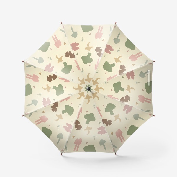 Зонт «Разноцветные грибы на бежевом »