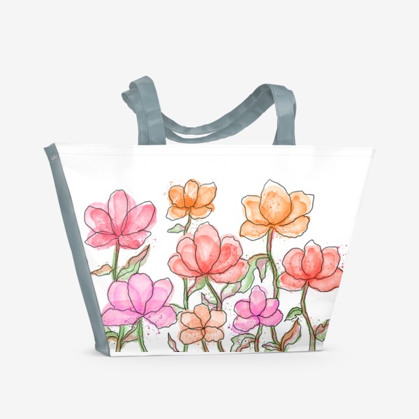 Пляжная сумка «Акварельные цветы»