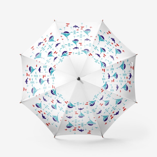 Зонт «Сине голубые кораблики в море»