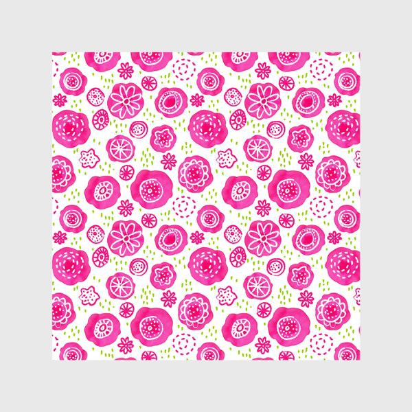 Шторы «Розовые акварельные цветы в дудл стиле, паттерн»