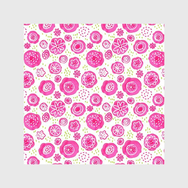 Скатерть «Розовые акварельные цветы в дудл стиле, паттерн»