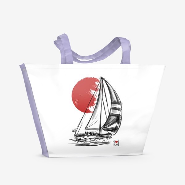 Пляжная сумка «Яхта. Море. Лето. Суми-э.»