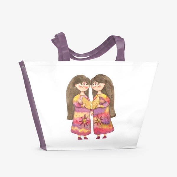 Пляжная сумка &laquo;Подарок для близнецов. Знаки зодиака Близнецы. Подарок для девушки, жены, дочки, сестры, подруги&raquo;