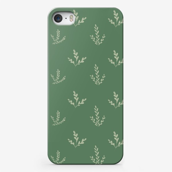 Чехол iPhone «Растения на зелёном фоне»