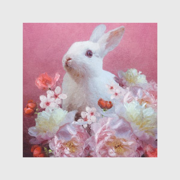 Скатерть «Белый кролик в цветах»