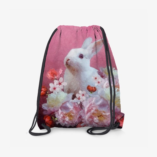 Рюкзак «Белый кролик в цветах»