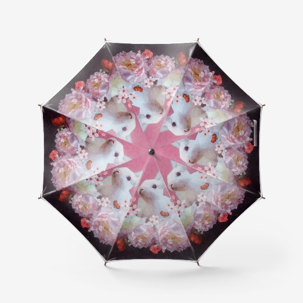 Зонт «Белый кролик в цветах»