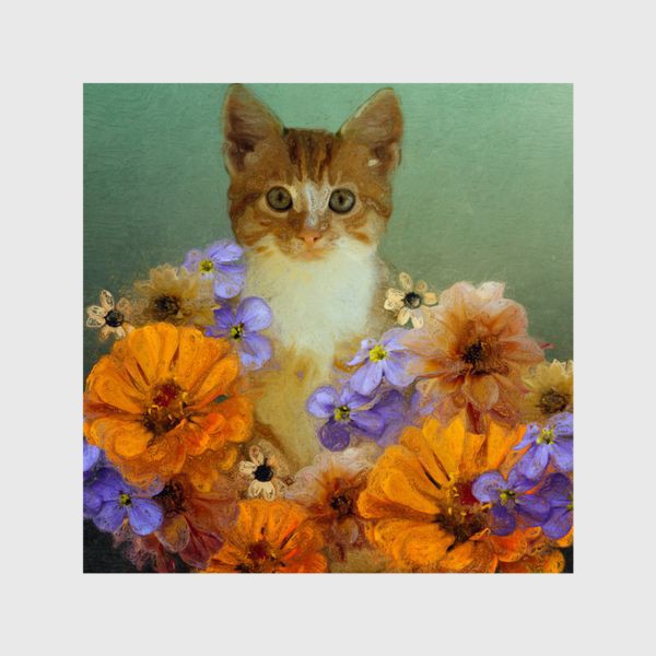Шторы «Котик в цветах»