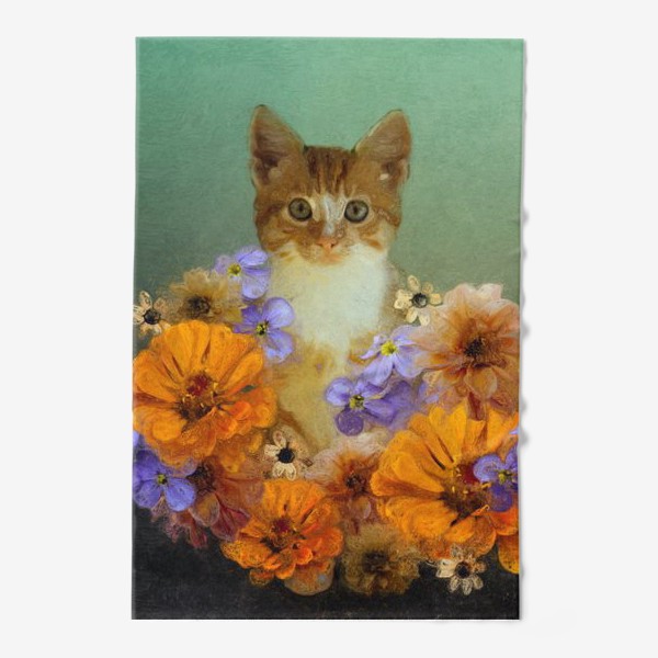Полотенце «Котик в цветах»