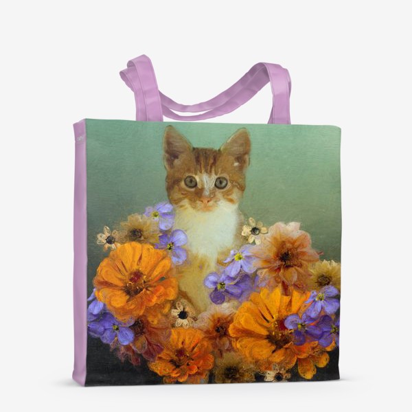 Сумка-шоппер «Котик в цветах»