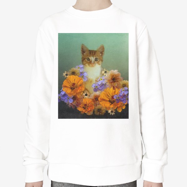 Свитшот «Котик в цветах»