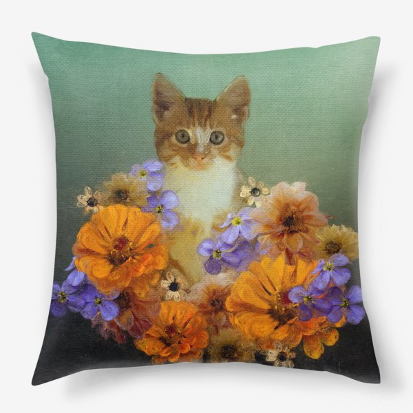 Подушка «Котик в цветах»
