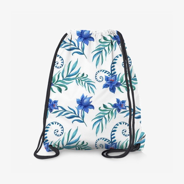Рюкзак «Тропический принт синими цветами»