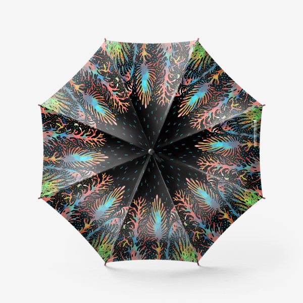 Зонт «Цветы небывалые на черном фоне»