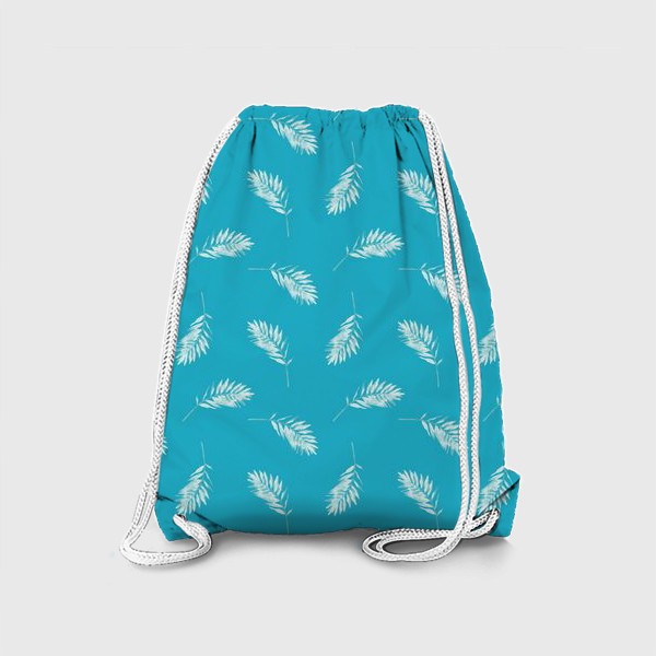 Рюкзак «Пальмовые ветви (или перья) на бирюзовом фоне»