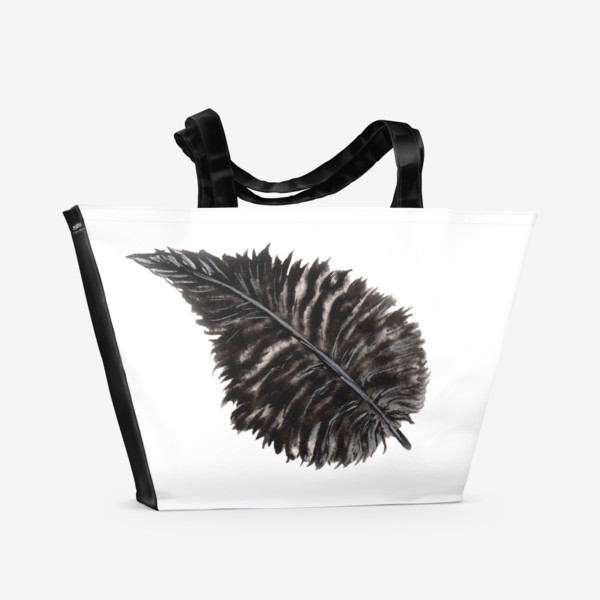 Пляжная сумка &laquo;Black Watercolor Feather&raquo;