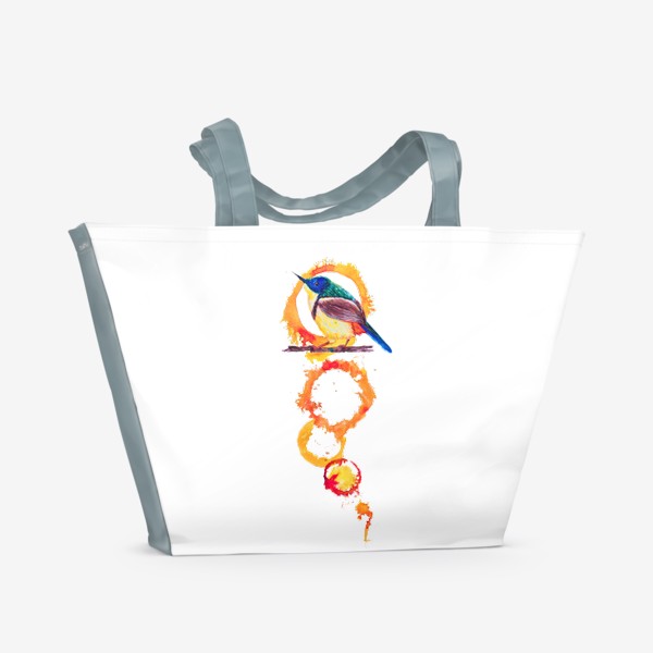 Пляжная сумка «Тропическая птичка, акварельная композиция»