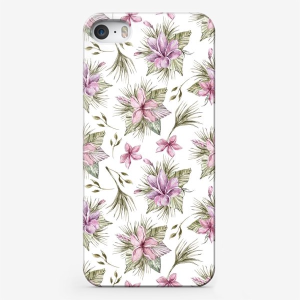 Чехол iPhone «Акварельные тропические цветы. Цветочный паттерн для одежды, пляжной сумки.»
