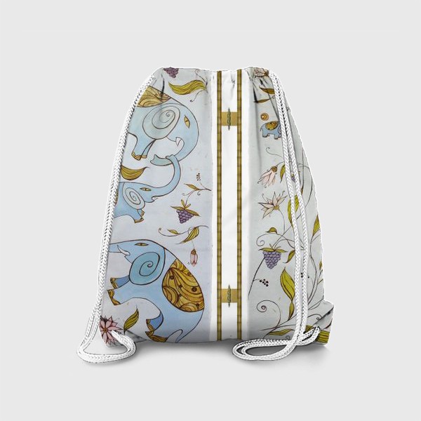 Рюкзак «Веселые слоны, рисунок со слониками и забавными цветочками»