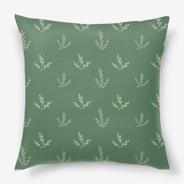 Подушка «Растения на зелёном фоне»
