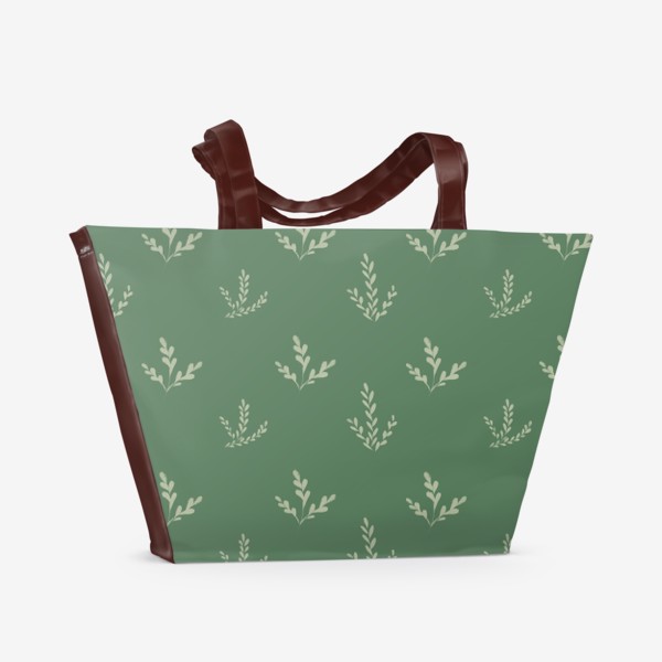 Пляжная сумка «Растения на зелёном фоне»