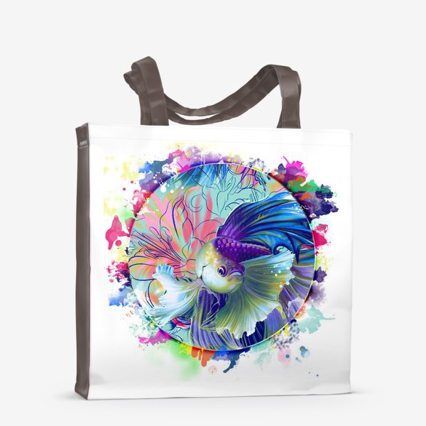 Сумка-шоппер «Акварельная рыбка с цветами»