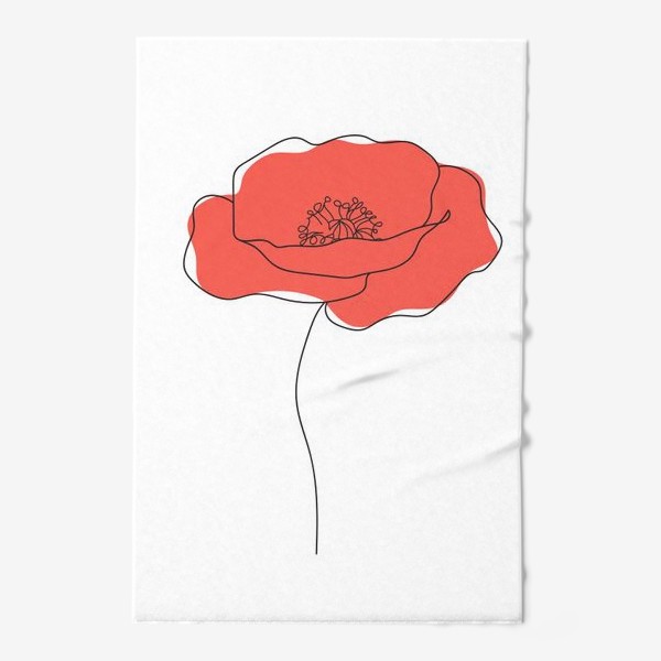 Полотенце «Красный мак, нарисованный вручную»