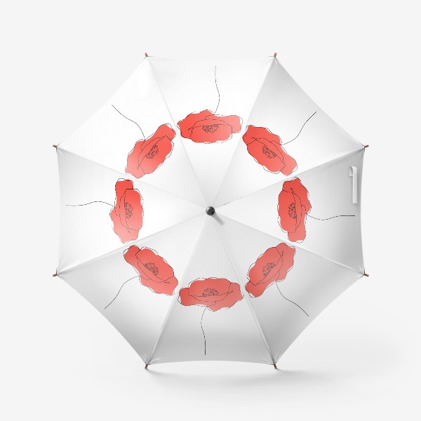 Зонт «Красный мак, нарисованный вручную»
