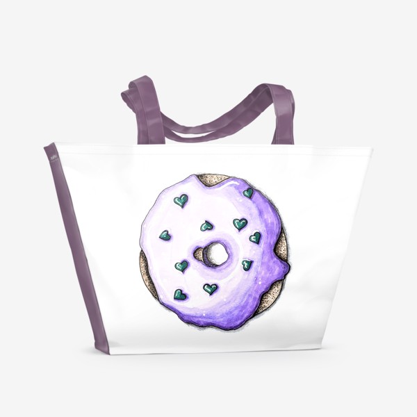 Пляжная сумка «Пончик в сиреневой глазури»