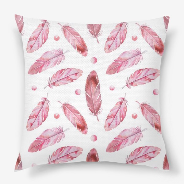 Подушка «Розовые перья. Перышки фламинго»