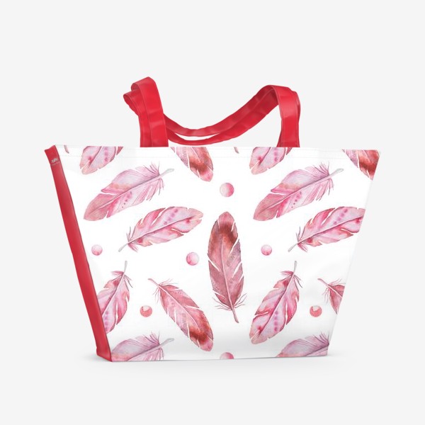 Пляжная сумка «Розовые перья. Перышки фламинго»