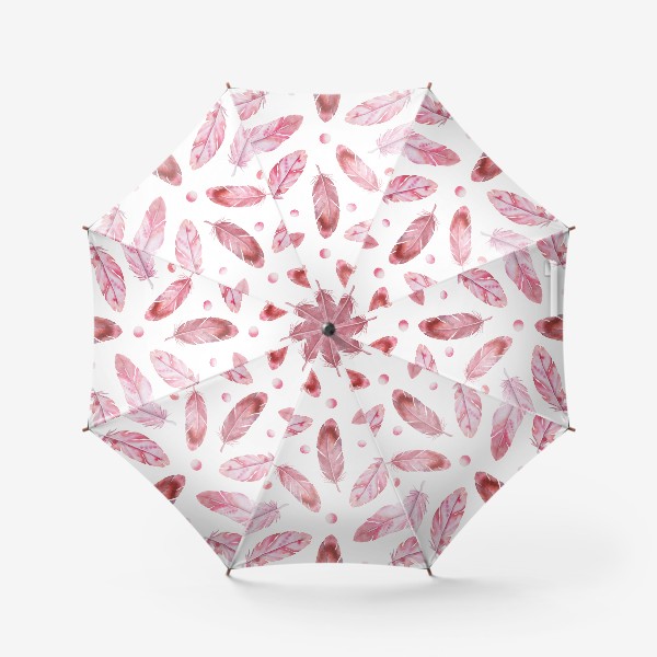 Зонт «Розовые перья. Перышки фламинго»